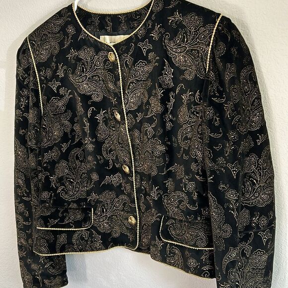 JARGER cropped jacket Gold trim and buttons with Black SZ 14 - Picture 3 of 15